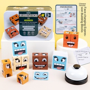 Nouveaux blocs de construction en bois pour jeunes enfants changeant de visage pour le jeu de société Cube Truth Dare <span class=keywords><strong>Expression</strong></span> pendant 5 à 7 ans - Product Image 4