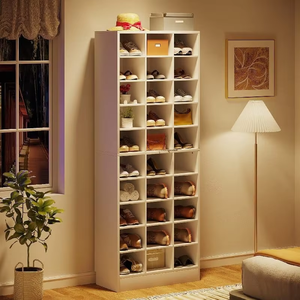 Modern Wooden Shoe Cabinet Minimalist Multifunctional White 10-Tier Freestanding High-Entry Warehouse Home Furniture Living Room - Product Image 2