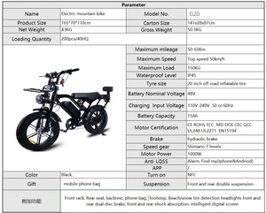 Bicicleta Eléctrica ANGLE G20, la Más Vendida, 1000w, 20 Pulgadas, Todoterreno, Neumáticos Gruesos, Bicicleta Eléctrica <span class=keywords><strong>para</strong></span> Todo Terreno, Almacén en EE. UU. - Product Image 6