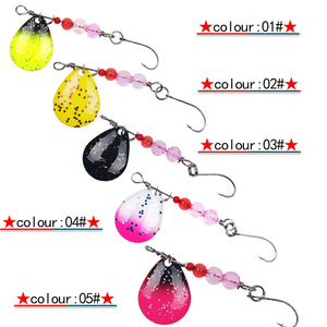 เหยื่อตกปลา Spinner Lure 2 กรัม แพ็ค 5 ชิ้น สีเมทัลลิกหลากสี พร้อมเลื่อม สำหรับตกปลาในน้ำจืด - Product Image 2