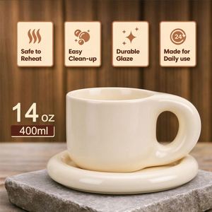 Custom Ceramic <b>Coffee</b> <b>Cup</b> Nordic Style Eco-friendly Porcelain Mug <b>Saucer</b> Set with Tray Cute Custom Logo Wholesale - Product Image 4