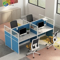Fashion Glass Office Workstation Divider Furniture Modern Modular Office Desk for 4 People
