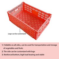 Caisse de fruits et légumes ventilée en plastique robuste Caisses en maille bleue rigide Paniers de rangement pliables pliables empilables