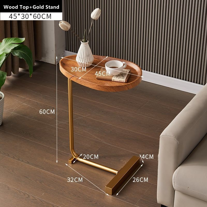 Parte superior de madera + soporte de oro