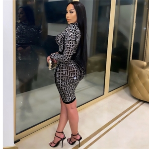 Think 2023 Retro Soft Elastic Dress Sexy Club Women Wedding senza maniche pacchetto elastico Hip Skinny paillettes Glitter <span class=keywords><strong>Midi</strong></span> Dress - Product Image 5