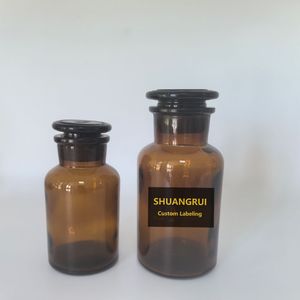 Frascos de cristal de Boticario transparente ámbar de estilo Vintage botellas de reactivo químico vacías con tapón de corcho y superficie serigrafiada - Product Image 1