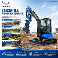 Mini-excavatrice NIMBUS 3 tonnes, livraison gratuite, puissante, pour ferme, verger, petites travaux de construction, hydraulique, cabine, chenilles, mini-excavatrice de terrassement