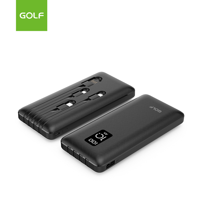 Wholesale Price Customized 10000mAh Power Bank with Built-In Cable Mobile Phone Battery Bank with 10W Output Power and LCD