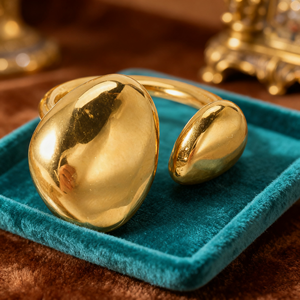 Bague ouverte géométrique en acier inoxydable plaqué or 18 carats pour femme, tendance, cadeau de mariage, fiançailles, fête, anniversaire - Product Image 1