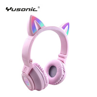 Usine BSCI mignon et charmant casque pour enfants casque sans fil pour enfants avec oreille de chat enfants s'allument pour Fire Tablet/Laptop/Pad