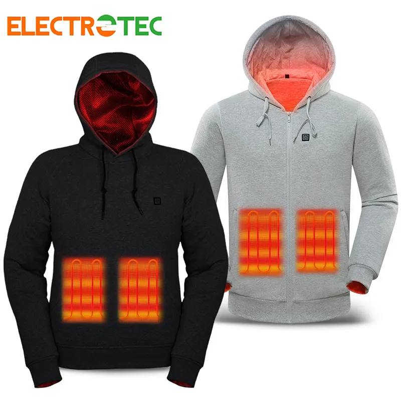 Stok toptan kış Mens fonksiyonel düz ısıtmalı ceket Hoody ile