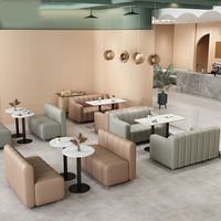 Mobilier de restaurant Booth Sièges Canapé Café Table et chaises Ensemble Table en bois moderne Abri en bois Cabine de salle à manger