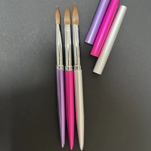 Pincel de Acrílico HIDI Ovalado Tamaño 8 10 12 con Mango Metálico Morado y Pelo de Kolinsky Puro Rizado para Arte de <span class=keywords><strong>Uñas</strong></span>, 100% Kolinsky - Product Image 1