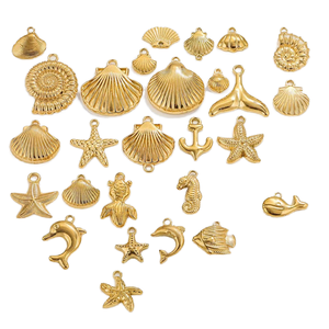 18K Or PVD Plaqué Acier Inoxydable DIY Pendentif Mer Série Sirène Shell & Étoile de Mer pour Enfants Plage Été Bijoux De Mode - Product Image 1