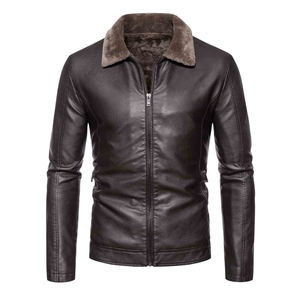 Veste en cuir et toile personnalisée en peau de mouton pour homme, col rond, logo sur le devant, respirante, fabriquée au Pakistan - Product Image 3