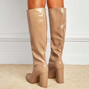 Bottes et bottines imperméables à talon épais, hauteur genou, mode automne 2025 pour femmes - Product Image 5