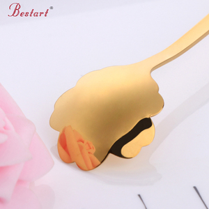 Ensemble de cuillères à glace, confiture et miel BUYERSTAR en acier inoxydable plaqué or, forme de fleur d'étoile, manche long, écologique, pour les fêtes, effet miroir - Product Image 4