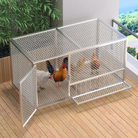Cage à poulets en fer à double porte, finition noir et argent, pour l'élevage domestique, utilisation intérieure/extérieure, anti-évasion, résistante à la pluie