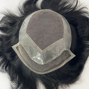 วิกผมชายแบบธรรมชาติ ทรงฮอลลีวูด ฟรอนท์เชฟ ชัป เอ  ทำจากผมแท้  คุณภาพดี  พร้อมปิดผมบาง  สำหรับผู้ชาย # 1A - Product Image 3