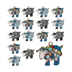 Goat Enamel Charms Golden Sheep Animal Charms for Bracelet Necklace Jewelry Making DIY Stitch Markers Accessories