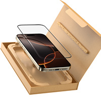 Kit de protection d'écran en verre trempé 9H à couverture intégrale pour téléphone portable, installation rapide et facile, avec plateau de protection ananas