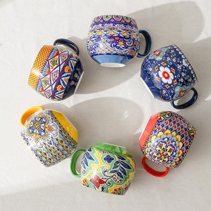 Boccali in ceramica stile bohémien di fabbrica XINGYE in <span class=keywords><strong>porcellana</strong></span> colorata con fiori dipinti <span class=keywords><strong>a</strong></span> <span class=keywords><strong>mano</strong></span> <span class=keywords><strong>tazze</strong></span> Boho - Product Image 5