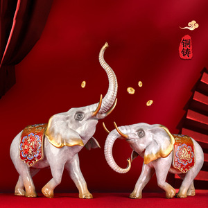 <b>Elephant</b> Figurines Enamel Painted Pair For Home Office <b>Decoration</b> Craft Gift - Product Image 2
