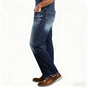 Jeans pour hommes tricotés à taille moyenne pour l'hiver vintage personnalisés Jeans pour hommes délavés en bleu stretch droit brodé poches <span class=keywords><strong>arrière</strong></span> en vrac - Product Image 3