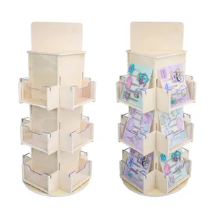 Soporte de exhibición de madera para tarjetas postales, extraíble y giratorio de 360 grados, personalizado, soporte de exhibición de folletos para tiendas minoristas de Centros Comerciales - Product Image 1