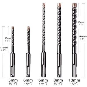 5PC 4-Cutter <strong>Carbide</strong> <strong>Tip</strong> SDS-Plus Hammer <strong>Drill</strong> <strong>Bit</strong> Set for Concrete Masonry <strong>Brick</strong> Block Cement Walls Stone - Product Image 2