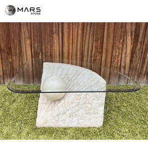 Design speciale Beige chiaro travertino tavolino <span class=keywords><strong>in</strong></span> <span class=keywords><strong>vetro</strong></span> tavolo <span class=keywords><strong>in</strong></span> pietra naturale pietra naturale tavolino da caffè per Hotel - Product Image 4