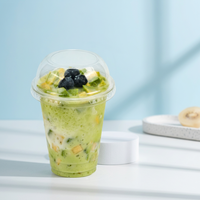Gobelet jetable transparent pour milkshake, smoothie, dessert, crème glacée, boisson froide avec couvercle à grand trou