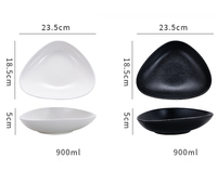Logo personnalisé Bol à soupe à steak en céramique triangle européen vaisselle en porcelaine noire assiette de mariage