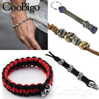 Perle de crâne en métal, perles de squelette, paracorde, breloque Punk, Bracelet, collier, couteau, lanière, accessoires de bricolage en argent