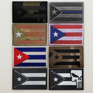 Patch moral réfléchissant drapeau national de Porto <span class=keywords><strong>Rico</strong></span> en stock, étiquette en tissu, sacs, brassard brodé cubain pour patch - Product Image 1