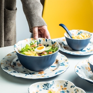 Juegos de platos de cerámica a granel con estampado personalizado Vintage nórdico barato de forma Irregular europea, vajilla - Product Image 5