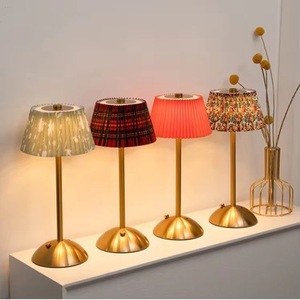 Creative Fabric <b>Shade</b> Table Lamp Rechargeable Bedside Night <b>Light</b> With RGB Color Remote Control <b>For</b> <b>Bedroom</b> - Product Image 1