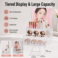 Support d'affichage de maquillage en acrylique avec porte-étiquette interchangeable pour la promotion de la marque
