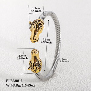 Pulsera Abierta de Acero Inoxidable con Diseño de Esqueleto, Joyería Unisex, Banda de Alambre Trenzado de 6.5cm de Largo, para Moda Europea y Americana - Product Image 4