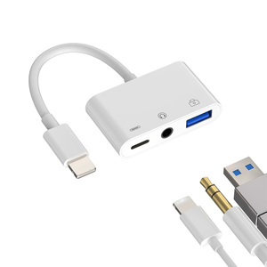 3 trong 1 ánh sáng-ning để 3.5mm Jack Nam để <span class=keywords><strong>USB</strong></span> nữ OTG Cáp Máy Ảnh Bộ nhớ kết nối tai nghe phí máy ảnh âm thanh AUX Adapter - Product Image 1