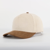 Gorra de Béisbol de Pana de 5 Paneles Unisex de Alta Calidad, Estilo Vintage, con Logotipo Bordado Curvo, Personalizable al por Mayor, para Hombre y Mujer