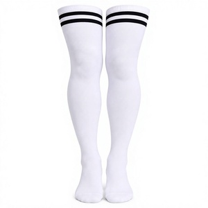 Knee High Compression <b>Socks</b> With <b>Black</b> Stripes Elastic Thigh High Stockings - Product Image 1