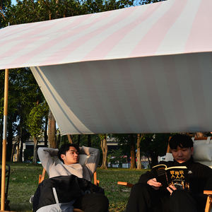 Tente de plage élégante à rayures en toile, type cabane, à montage facile, avec sac de transport, idéale pour locations de villas de luxe, clubs côtiers, simple couche - Product Image 6