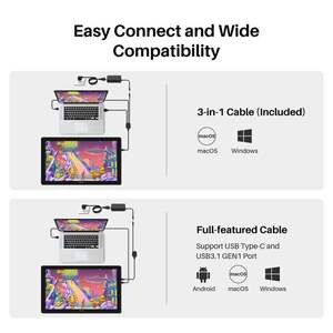 <span class=keywords><strong>HUION</strong></span> <span class=keywords><strong>kamvas</strong></span> 24 más 2,5 K QHD 140% sRGB completo laminado diseño gráfico digital dibujo monitor - Product Image 5