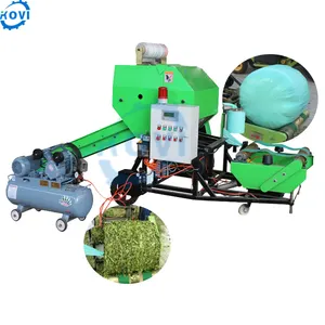 Automatic corn silage straw baling press machine hay baler and wrapper machine