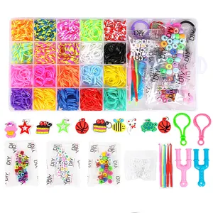 Art Craft Kit Kids Popular DIY Toys Loom 1000pcs Rubber Bands Bracelets Making Kit for Girls