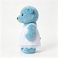 Ours en peluche doux avec garniture en dentelle blanche, ours bleu moelleux en peluche, jouet animal en peluche, cadeau pour enfants, ours en peluche doux