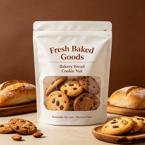 Custom Logo Stand up <b>Bags</b> With Clear Window Resealable <b>Zip</b> Lock Moisture Proof Bakery Bread Cookie Nut Food Packaging <b>Bag</b> - Product Image 3