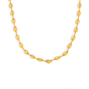 Vente en gros <span class=keywords><strong>de</strong></span> bijoux <span class=keywords><strong>de</strong></span> plage en <span class=keywords><strong>or</strong></span> 18 carats imperméables en acier inoxydable collier <span class=keywords><strong>de</strong></span> <span class=keywords><strong>chaîne</strong></span> <span class=keywords><strong>de</strong></span> grains <span class=keywords><strong>de</strong></span> <span class=keywords><strong>café</strong></span> faits à la main grosse <span class=keywords><strong>chaîne</strong></span> pour hommes et femmes - Product Image 1