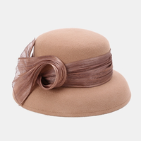 A120502 Hepburn estilo Cloche sombreros elegantes señoras Iglesia sombrero Fedoras Bowler Cap Otoño Invierno nuevo estilo lana Fedora sombrero